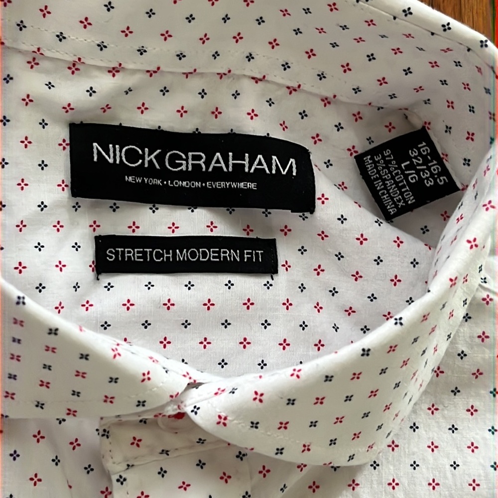 Nick Graham stylish dress shirt. Neck: 16-16.5. Sleeve 32/33. Cotton/spandex. - Picture 3 of 5
